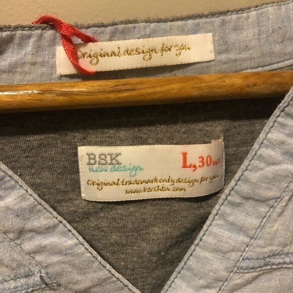 Bershka - Long-sleeve Denim Look Pocket Blouseโโ - Picture 4 of 4